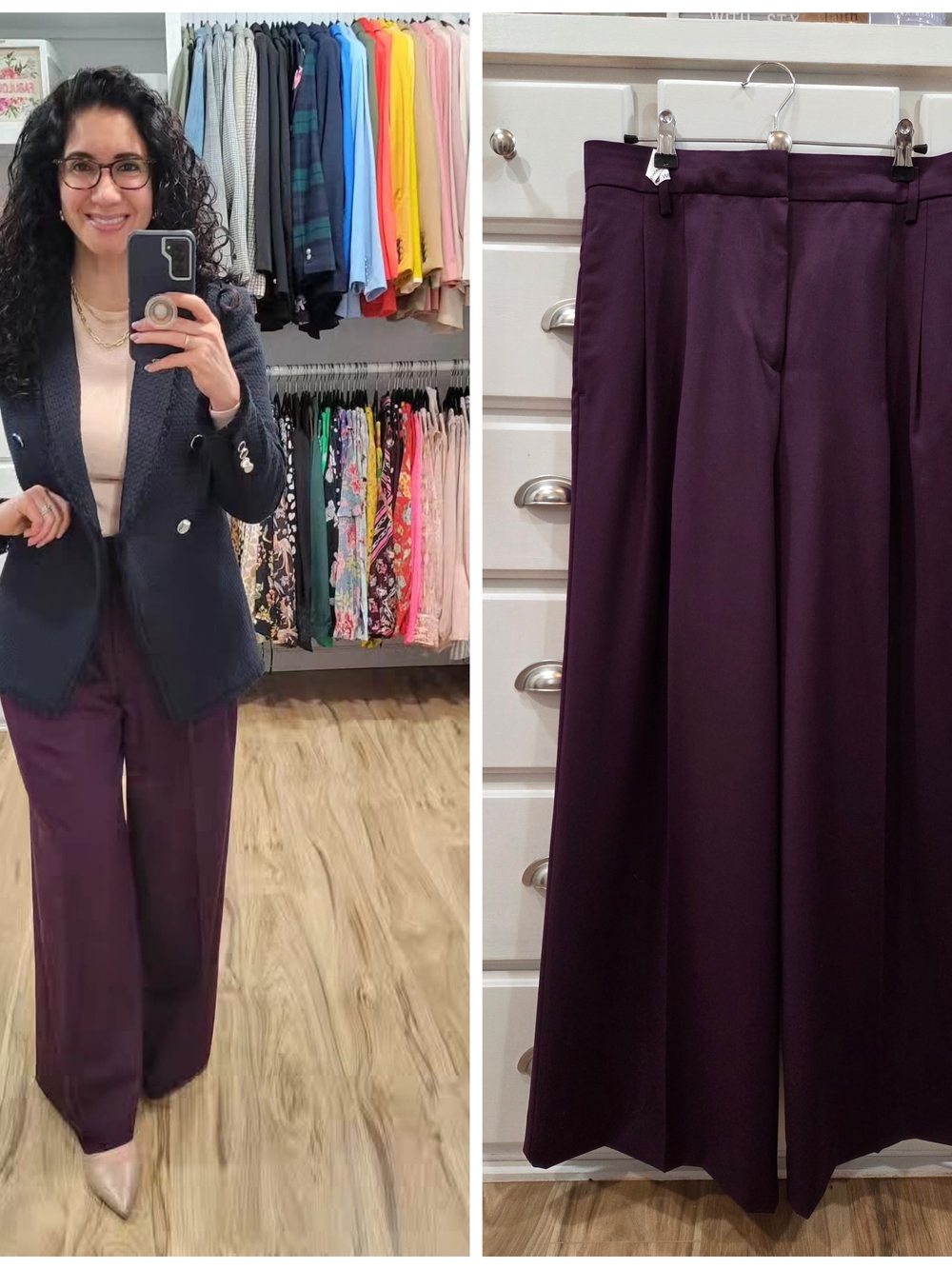 Ann Taylor Wide-Leg Trousers in Plum